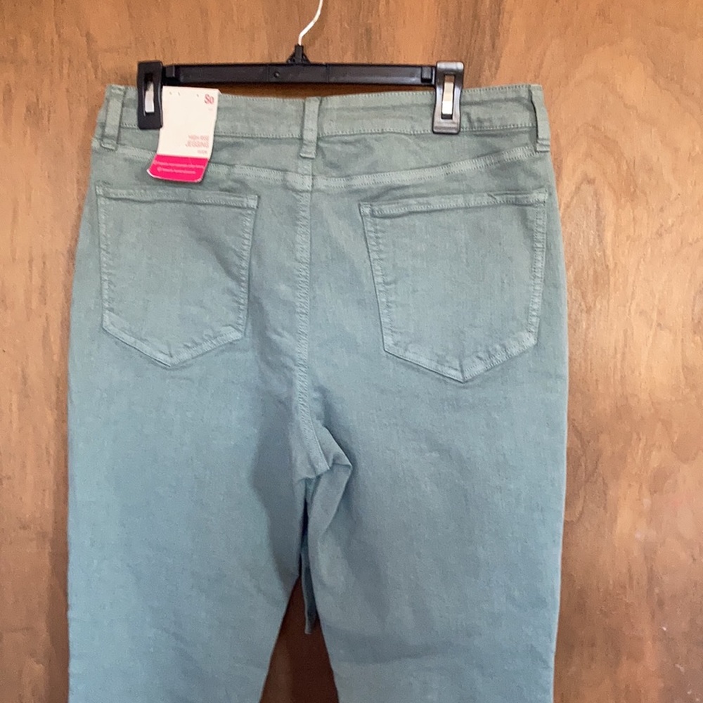 So high rise belted jegging green size 15 / 32 juniors - Picture 7 of 17